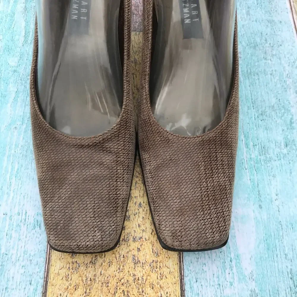 Vintage Stuart Weitzman suede houndstooth chunky heel pump Women's 10B - Picture 4 of 9